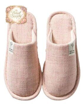 Linen Closed Toe Slide Slippers Memory Foam Non-Slip Indoor House Shoes
